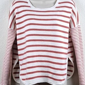 Madewell Breton Stripe Curved Hem Sweater Side Slit Relaxed Fit XS